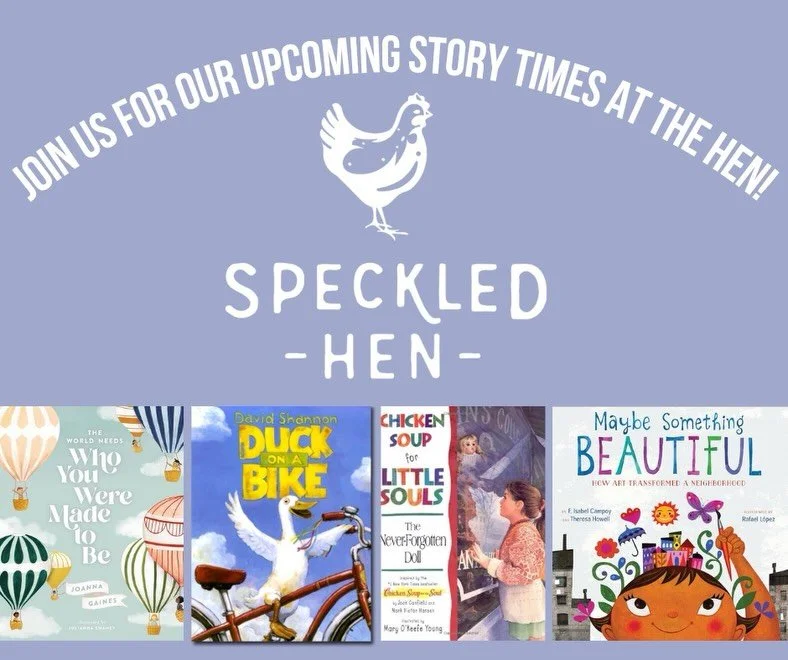 We have a few story times left before the busy summer season arrives! 

April 30th 11am 🚲💙 we will be reading two inspirational stories highlighting and celebrating being exactly who you are! 

May 7th 1pm 🫖 💗we will be coming together for our fi