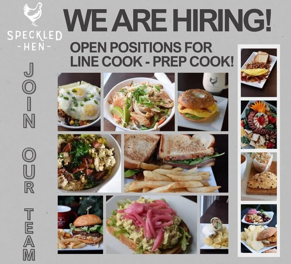 Now Hiring for Line Cooks! 🐓 Apply on our website or email resumes to: foh@speckledhencoffee.com