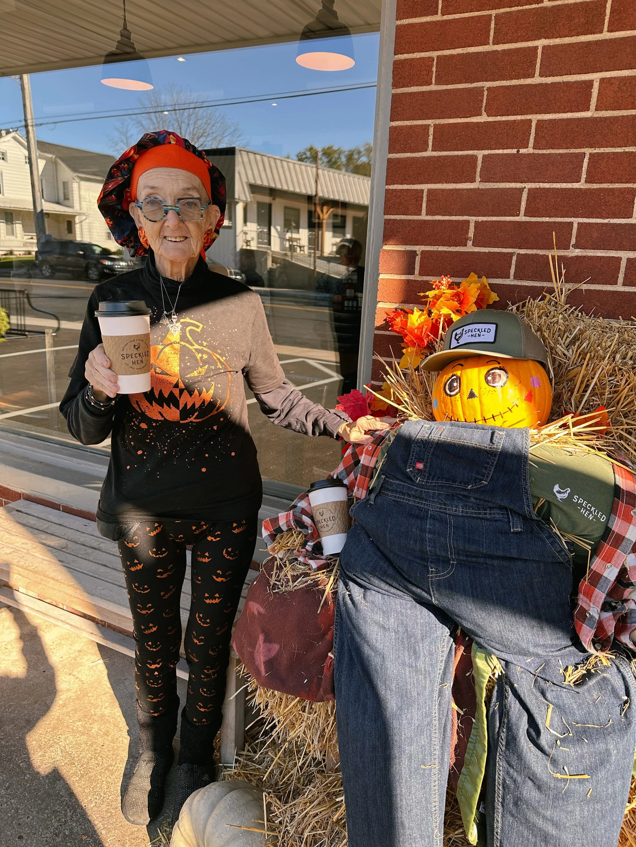 Katie and Pumpkin Spice think it&rsquo;s looking like a BEAUTIFUL fall weekend to come visit us at Speckled Hen!🍁🍂☕️

Stop by and get a photo with our scarecrow and tag #StrasburgScarecrow for a chance to win a Strasburg prize package 🎉