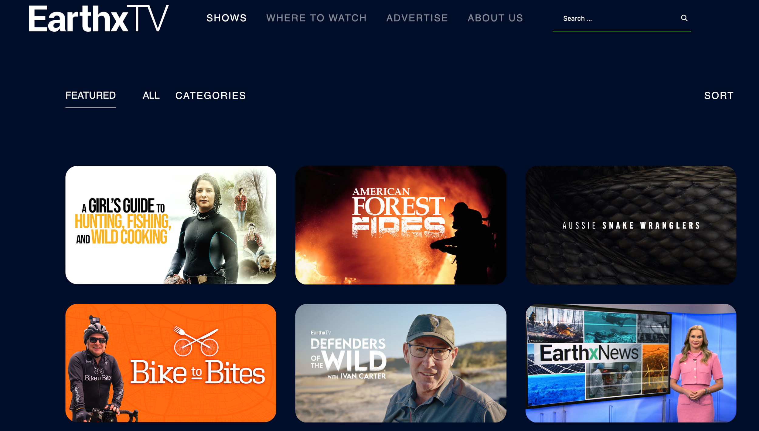 EarthxTV Website Shows