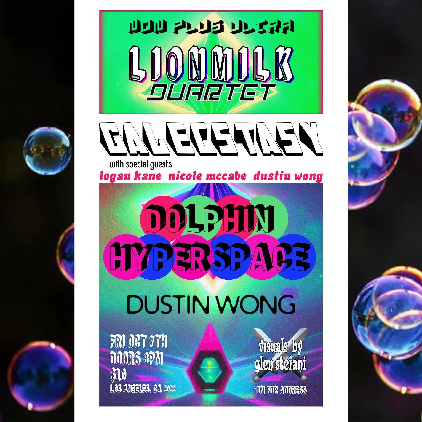 💚FRIDAY OCT 7 2022🖤💚
An All-👽⭐️
NIGHT. Featuring:
@heylionmilk @dolphinhyperspace @dustin_clarence_h_wong @primarymysticalexperience @galecstasy.sounds  @nicolemccabe_ @lo.kane.kittens 

💚Get your tickets in the bio💚🖖
@nonplusultrala 
#losange