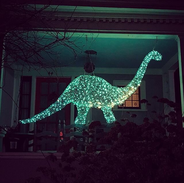 House in Providence RI.
Not sure why it&rsquo;s a dinosaur for the holidays.