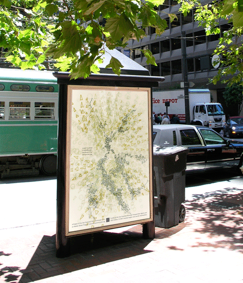   Hughen/Starkweather,&nbsp;  In 2010, an average of 425,458 people will commute to San Francisco everyday  , 72 x 40 inch poster shown on Market Street in San Francisco, March - July 2007  