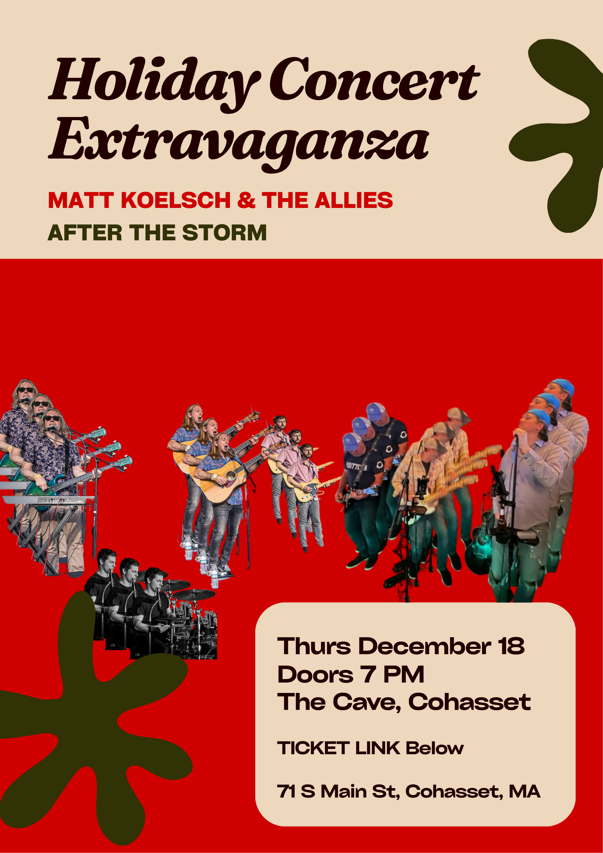 ****The Cave - 2 Full Bands - Holiday Show - Cohasset/Red Lion Inn ****