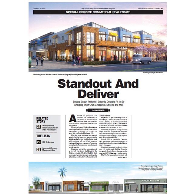 What an absolute honor to get to be included in such a cool and game changing project in Solana Beach in the design district! Thanks for the shout out @sdbusinessjournal ππ» This project is EPIC!!!