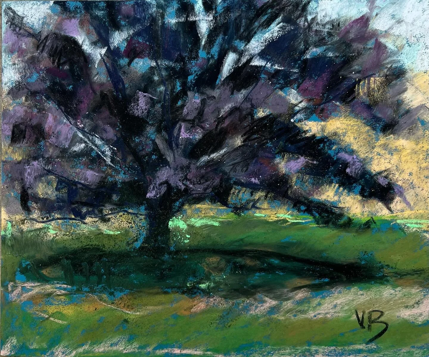 Day 24 #stradaeasel and I had time to sketch outside on a #grayday  I sat on my front steps and sketched my red maple. 11x9 pastel on sanded surface