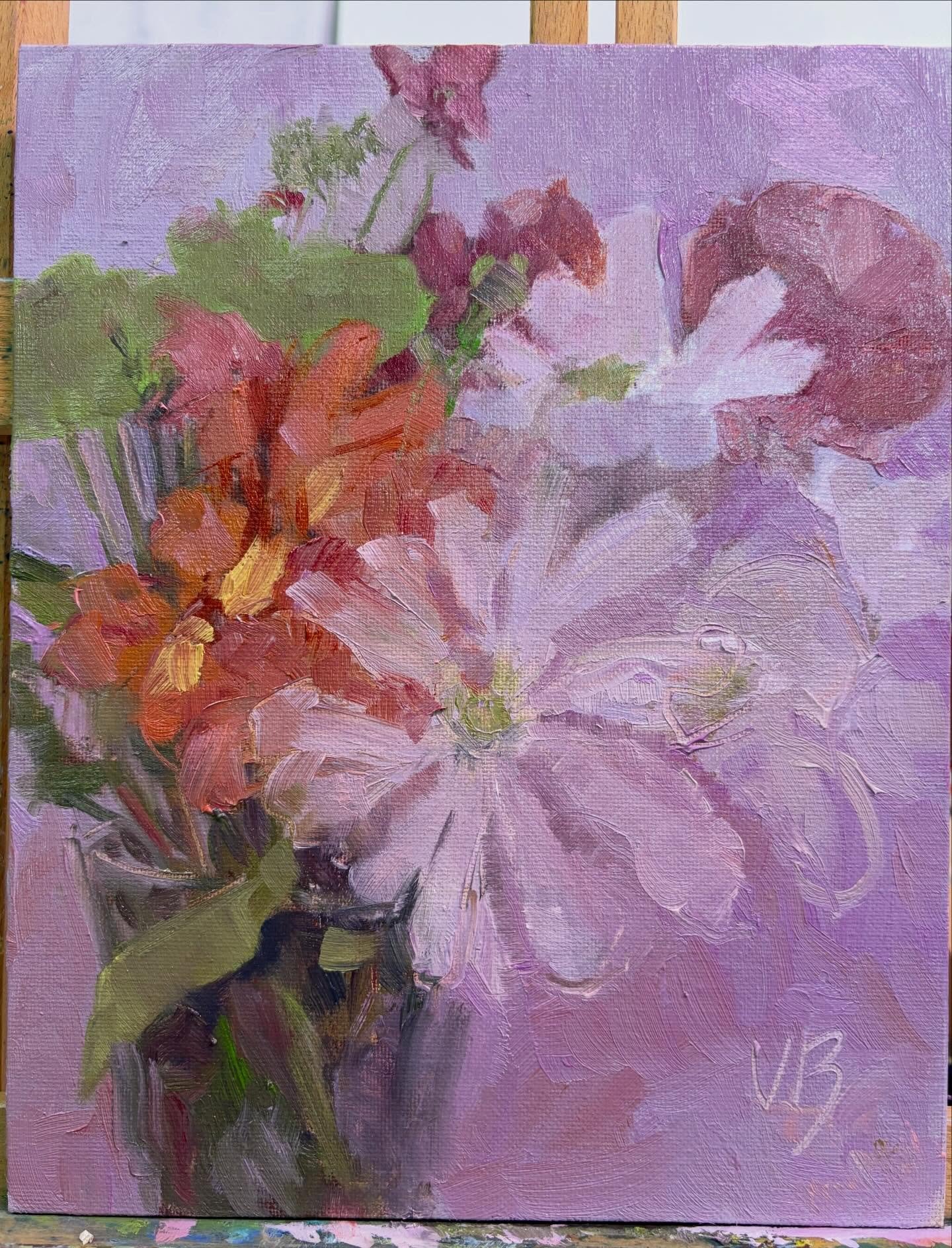 Day 3 #stradaeasel and this is how the 8 x10 oil I started yesterday turned out . I&rsquo;m going to try the same setup again tomorrow, so I prepped another canvas. #allaprima #dailypainting #womenartists #paintfromlife