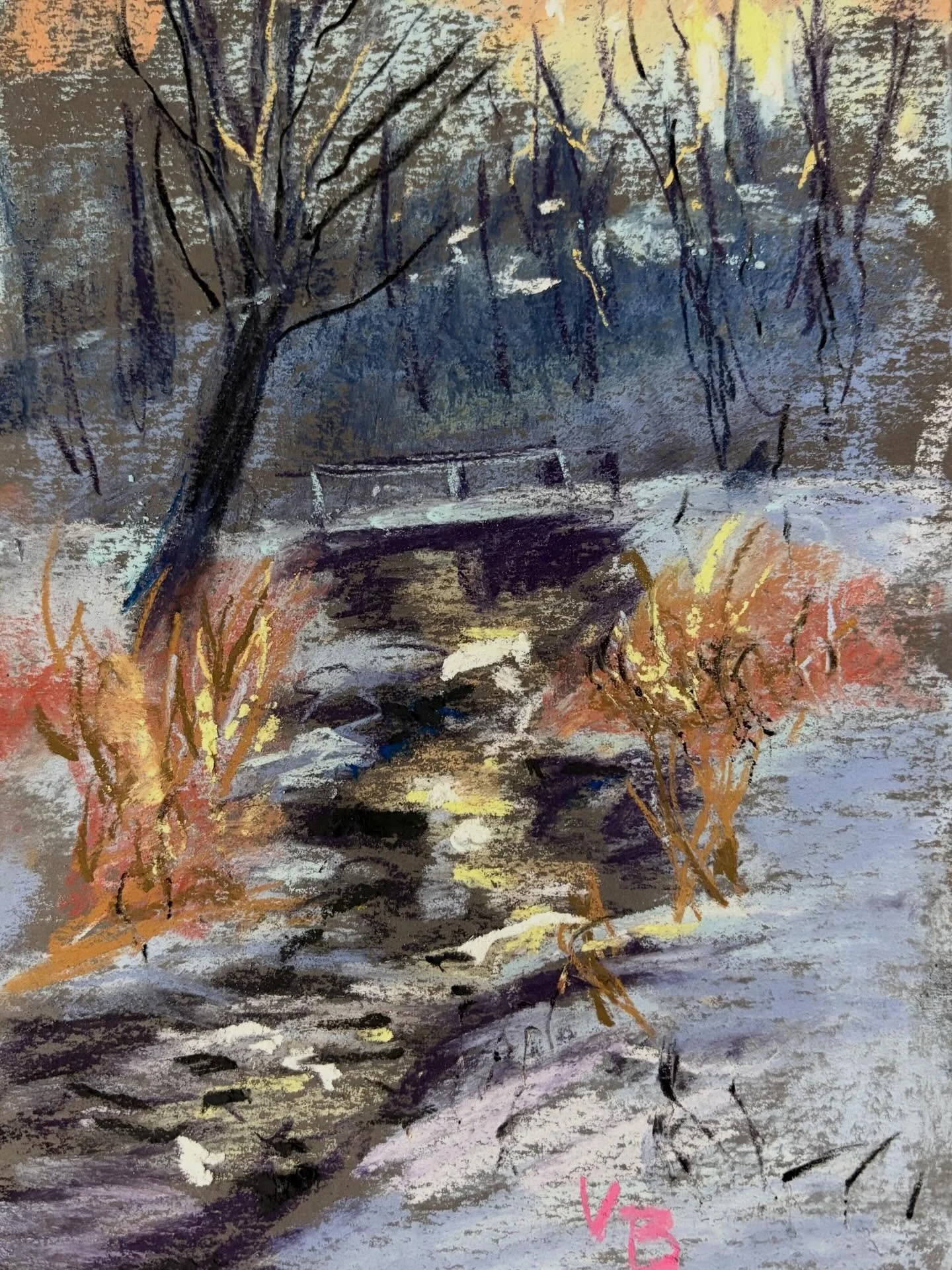 Day 20 #stradaeasel and here is a quick pastel sketch trying to capture some of the colors and light before the sun set over the hill. From inside my car on a very cold afternoon. #dailypainting
