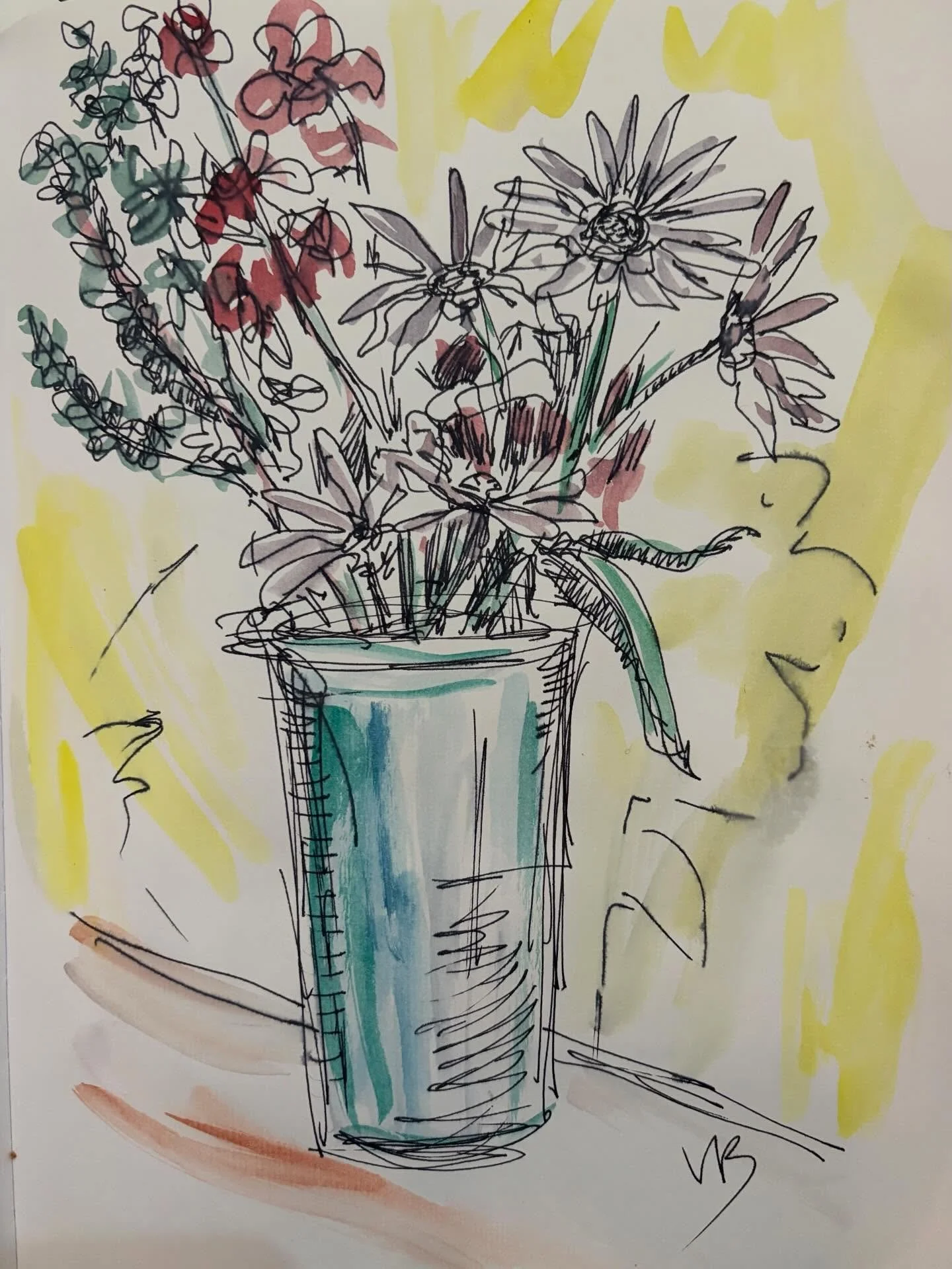 Day 21 #stradaeasel and I&rsquo;m waiting for a design client to send me final edits. I sketched with  fountain pen and then hit the sketches with a little watercolor. #stillwaiting