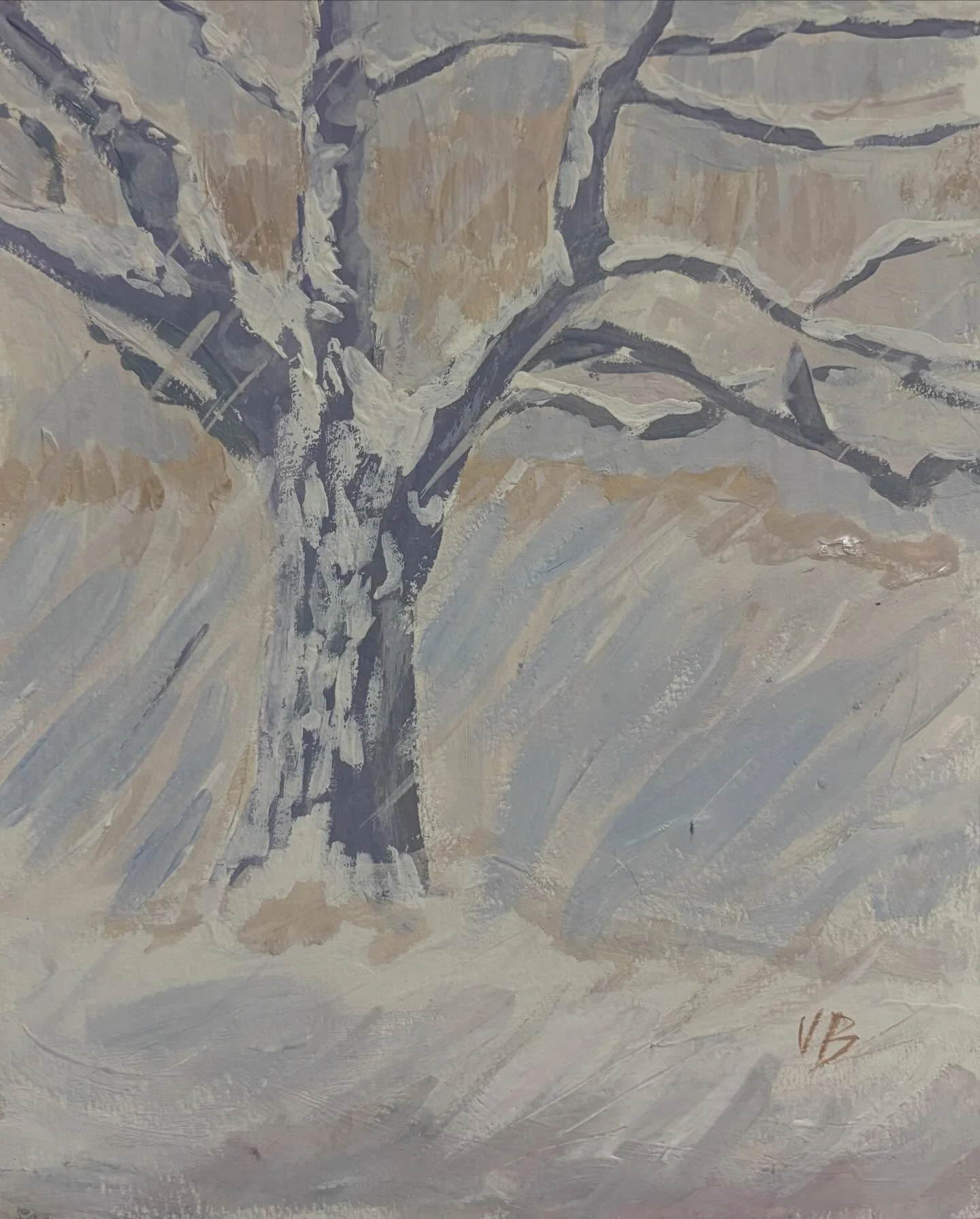 Day 25 #stradaeasel and I painted from the same kitchen window. 8x10 gouache. Instead of glowing colors we had 50 shades of pale gray. And the snow keeps coming ! #dailypainting #wintergray