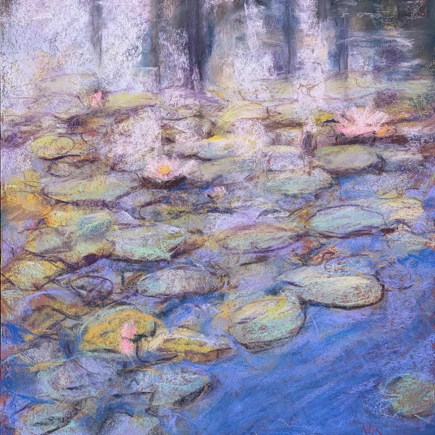 A crop of my new pastel Ames Pond III, 18x24. See the real deal at the @pastelsocietywny exhibit at Barnes &amp; Noble Pittsford Plaza up through April 25. Or better yet, stop by the reception on April 10 at 6pm. It should be a fun evening