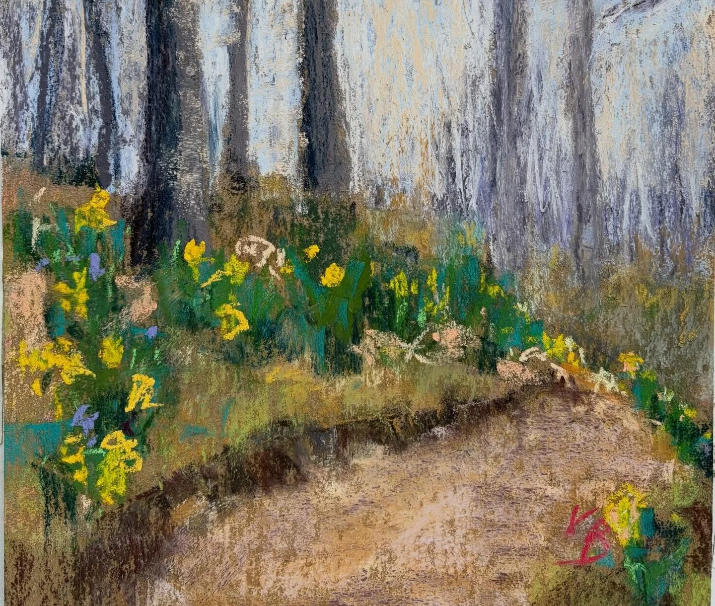 Another cool and breezy plein air experience, today at Mt Hope Cemetery to paint the daffodil project. Again, I lasted a little over an hour. This is my pastel on homemade surface 9x6. @mthopecemetery  painting with @colettesavage.artist  Warmer days