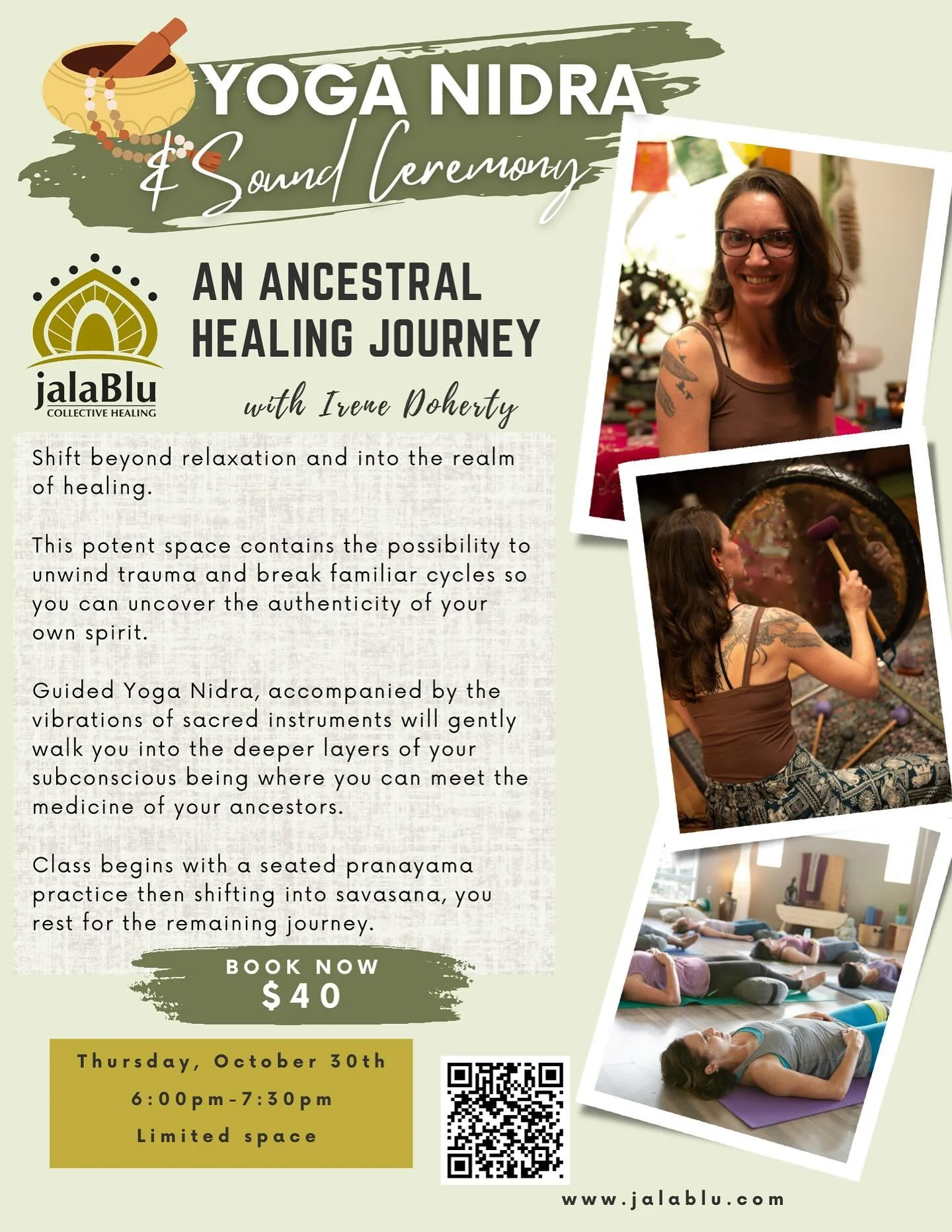 Join us as we honor Samhain a powerful threshold where the veils are thin and the wisdom of our ancestors feels close with @irene.humanconsciouness 
Through guided Yoga Nidra and the sacred vibrations of sound, you will be invited into the deeper la