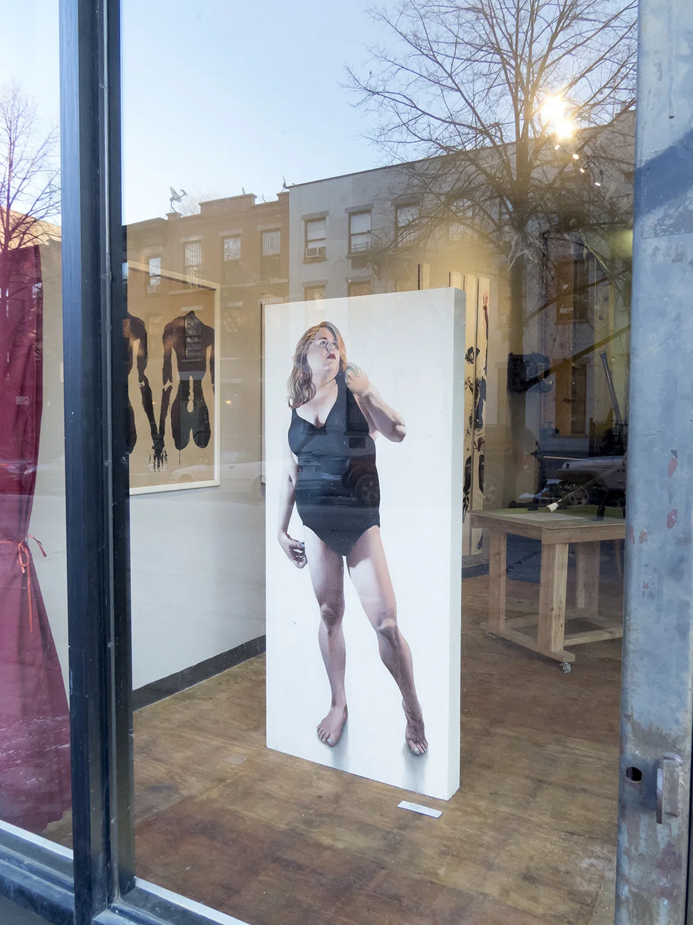 Center of room: work by Phil Rabovsky. On wall: work by Lane Sell.
