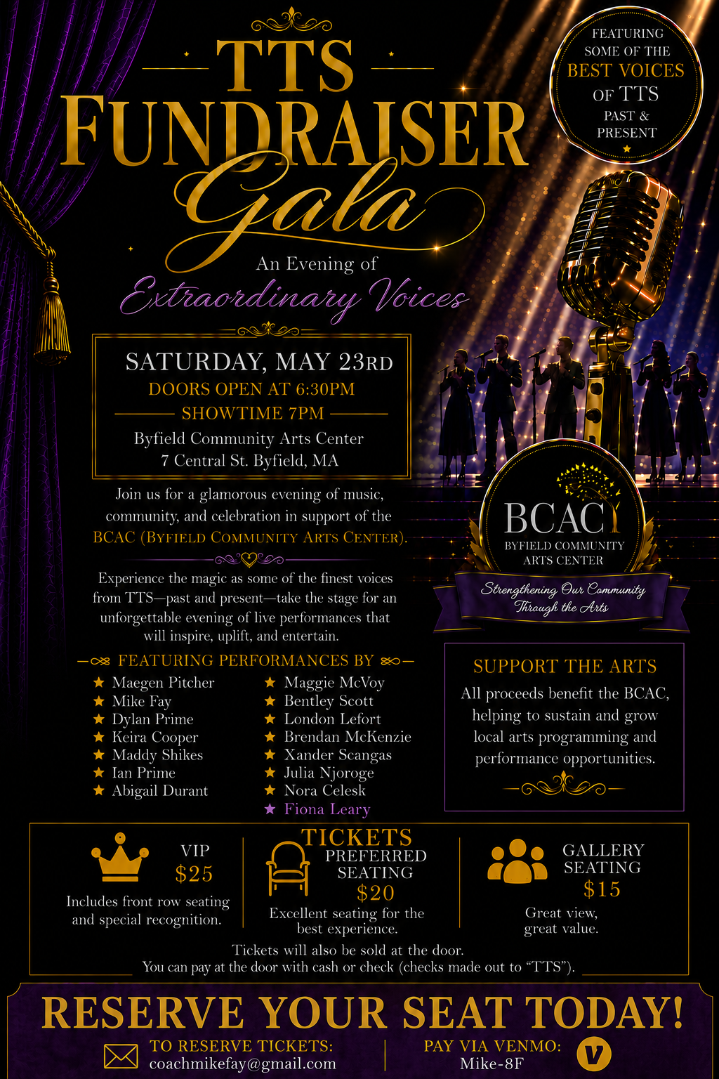 TTS Fundraiser Gala!  A Benefit for the Byfield Community Arts Center! 