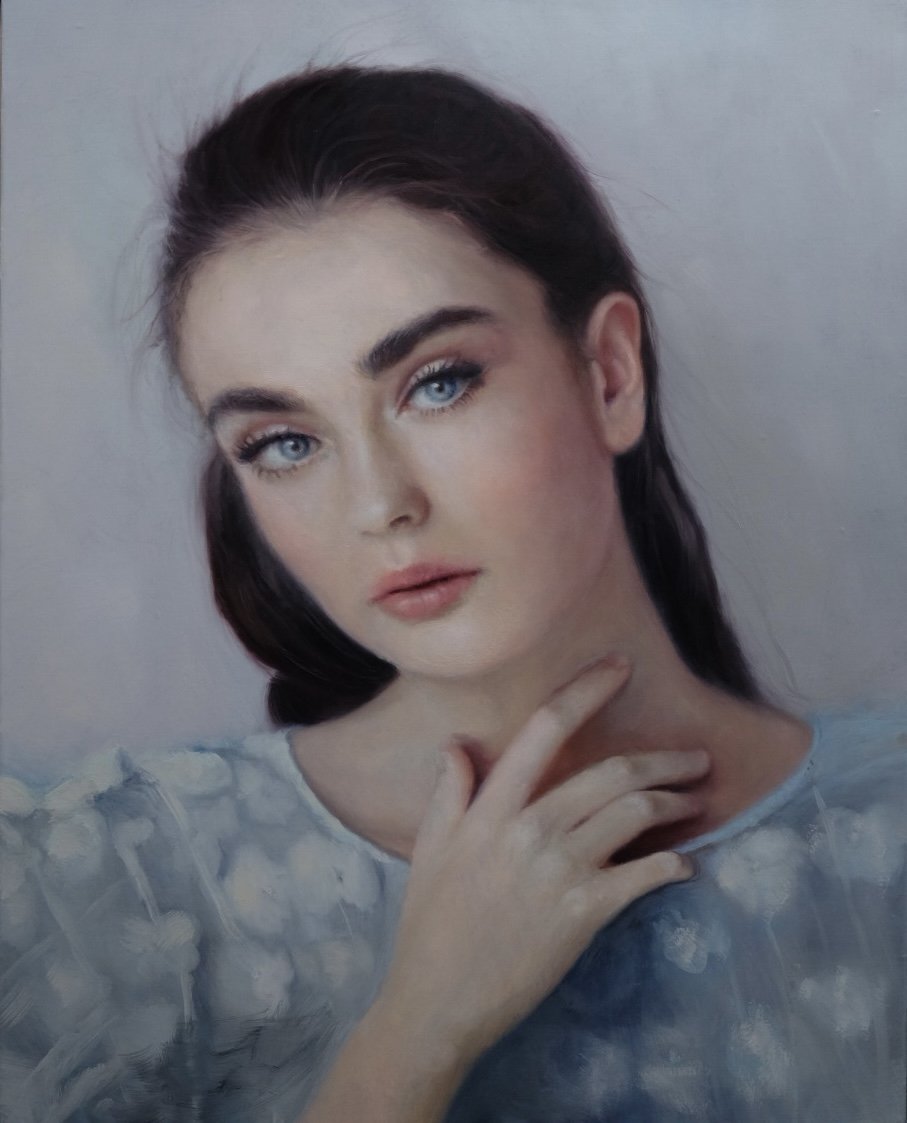 "Girl In Blue IV", Oil on Canvas, 24" x 30", 2024
