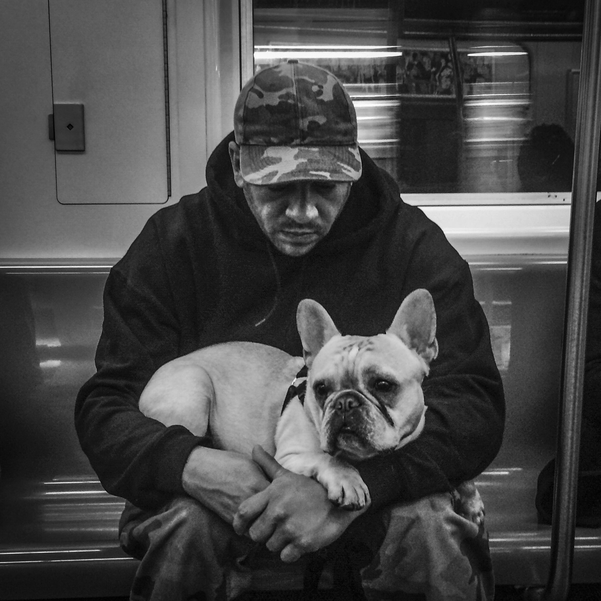 NY Subway, Man with Dog, 2016