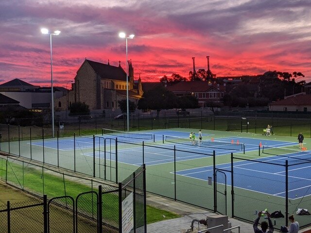 Night View From Balcoly hard courts.jpg