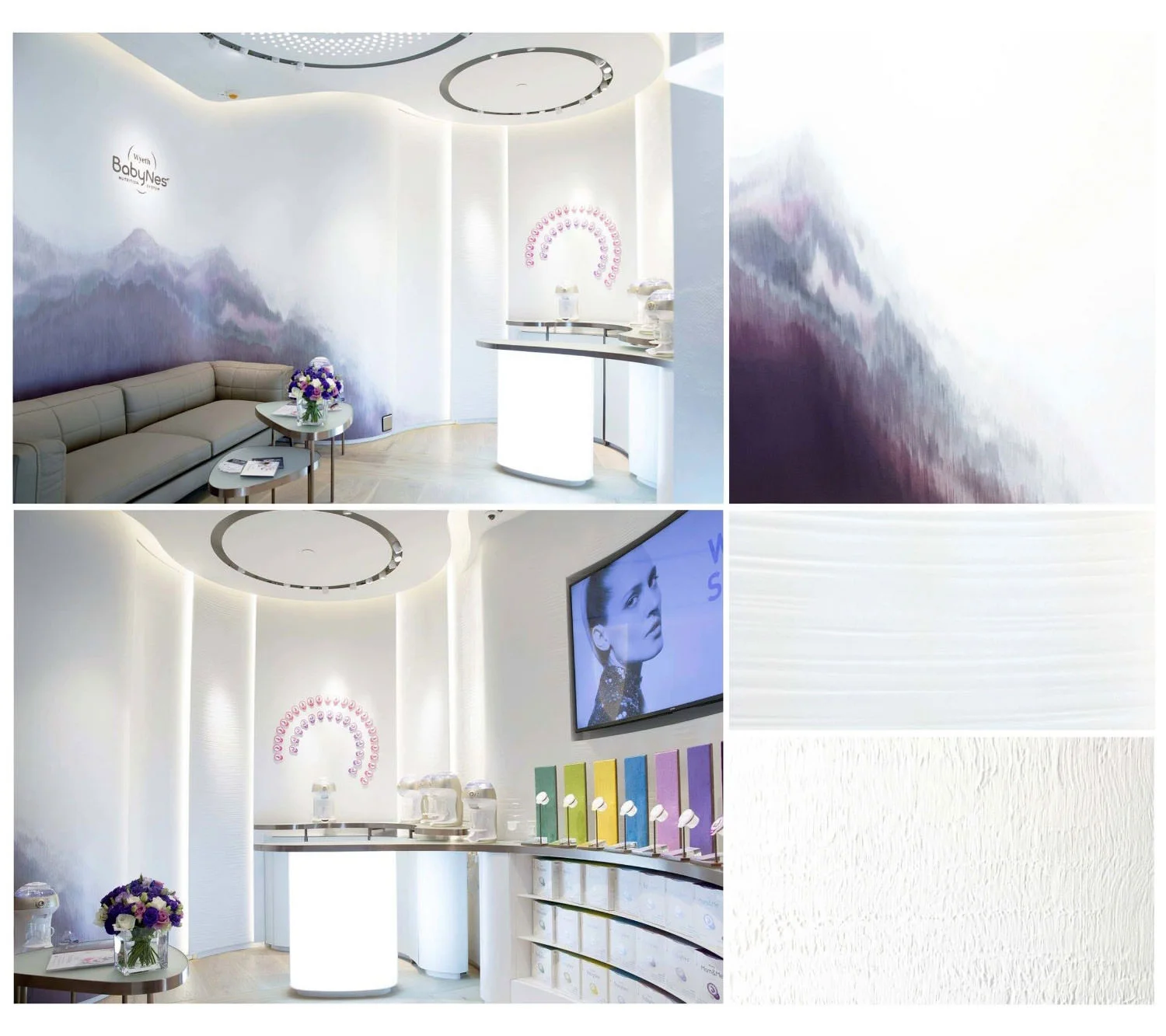 Babynes from Malherbe design - IFC mall - Wall artwork and plaster textures by Elsa Jeandedieu Studio