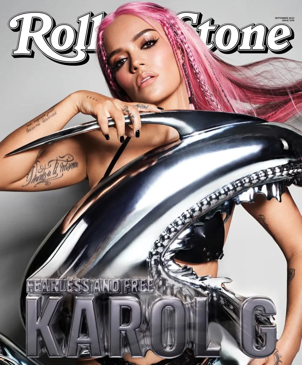 Karol freaking G for Rolling Stone ~ wearing the crown choker by #biancaarmer