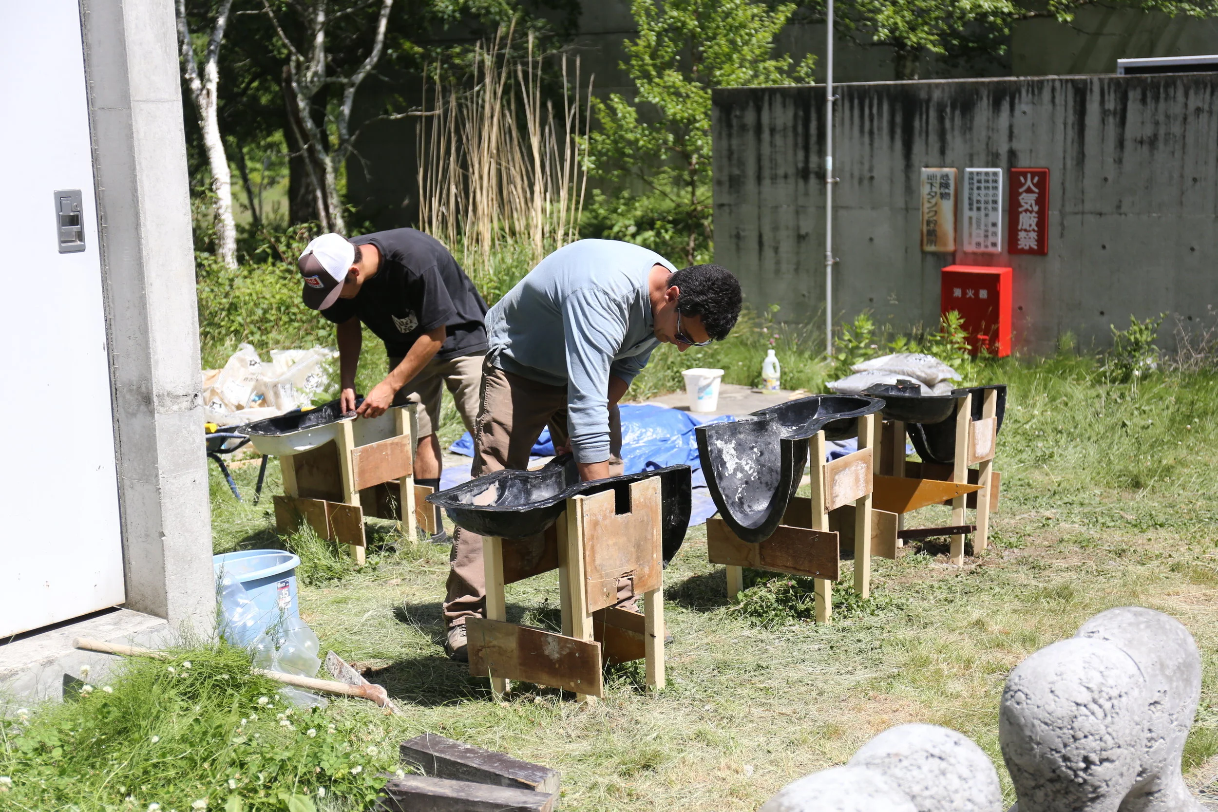 Max Lofano, a current student working on his art degree at San Diego State, helped produce the concrete castings and install the work at the various sites throughout the town of Koumi. 