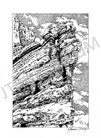   Red Rocks, Near the Trading Post   4" x 7" [Image Area] | Pen &amp; Ink | [Unframed]  Fine Art, Archival Quality, Open Edition Print   $35.00 + Shipping &amp; Handling 