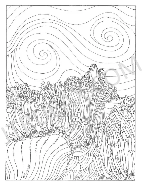   Sea Anemone   8" x 10" | Pen/Ink | [Included in Coloring Book] 