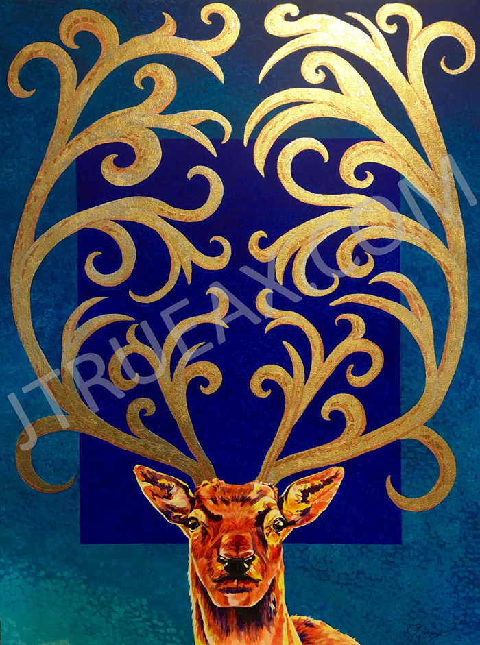 Ladies! My Eyes are Down Here! 30 x 40" I Acrylic and Gold Leaf on Canvas I Unframed $1,800.00 + Shipping & Handling