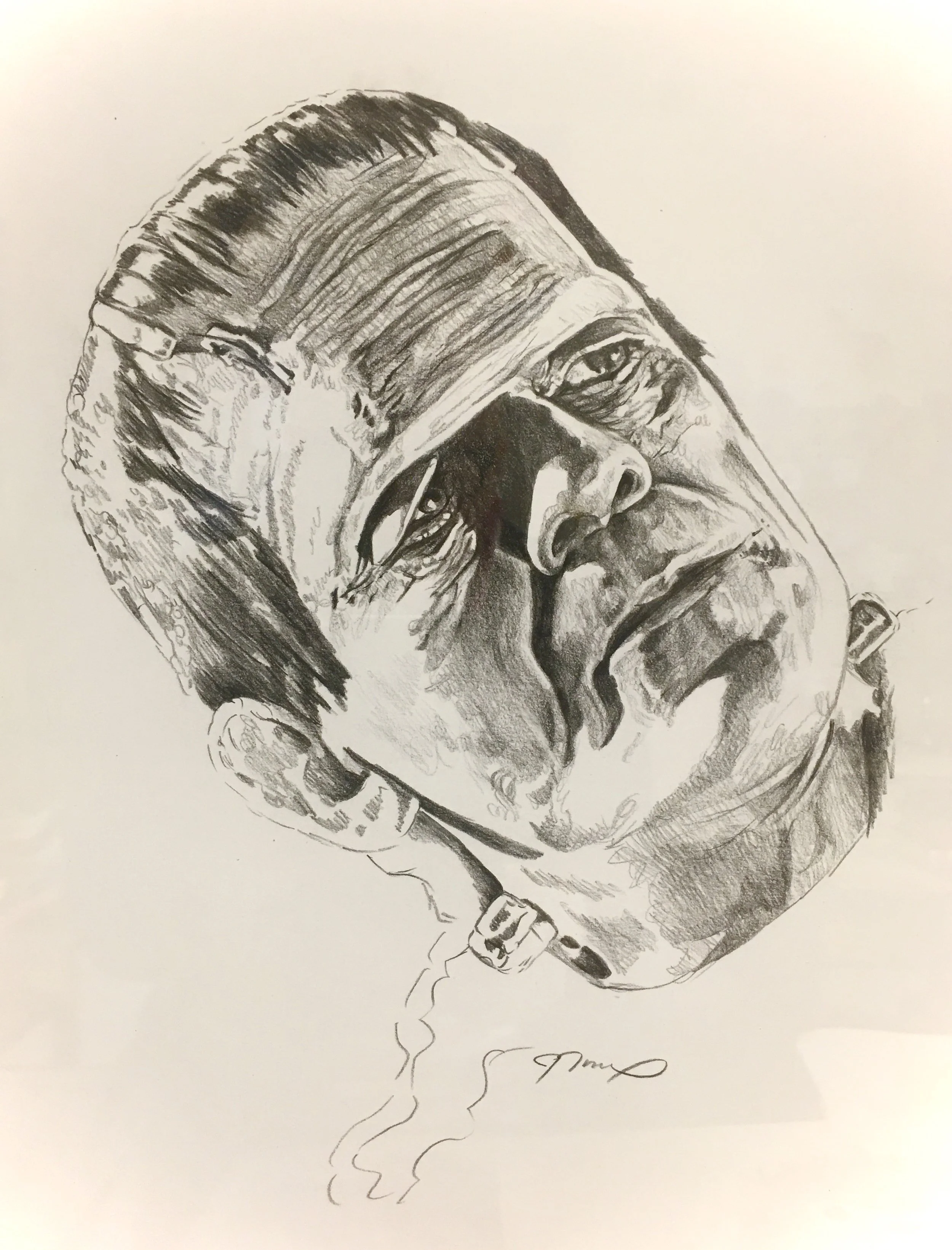   “Frankenstein” (Boris Karloff 1931)   11 x 14” I Graphite on Paper I Framed Original Drawing  “Horror Classics in the Time of Covid” limited series   *Sold  