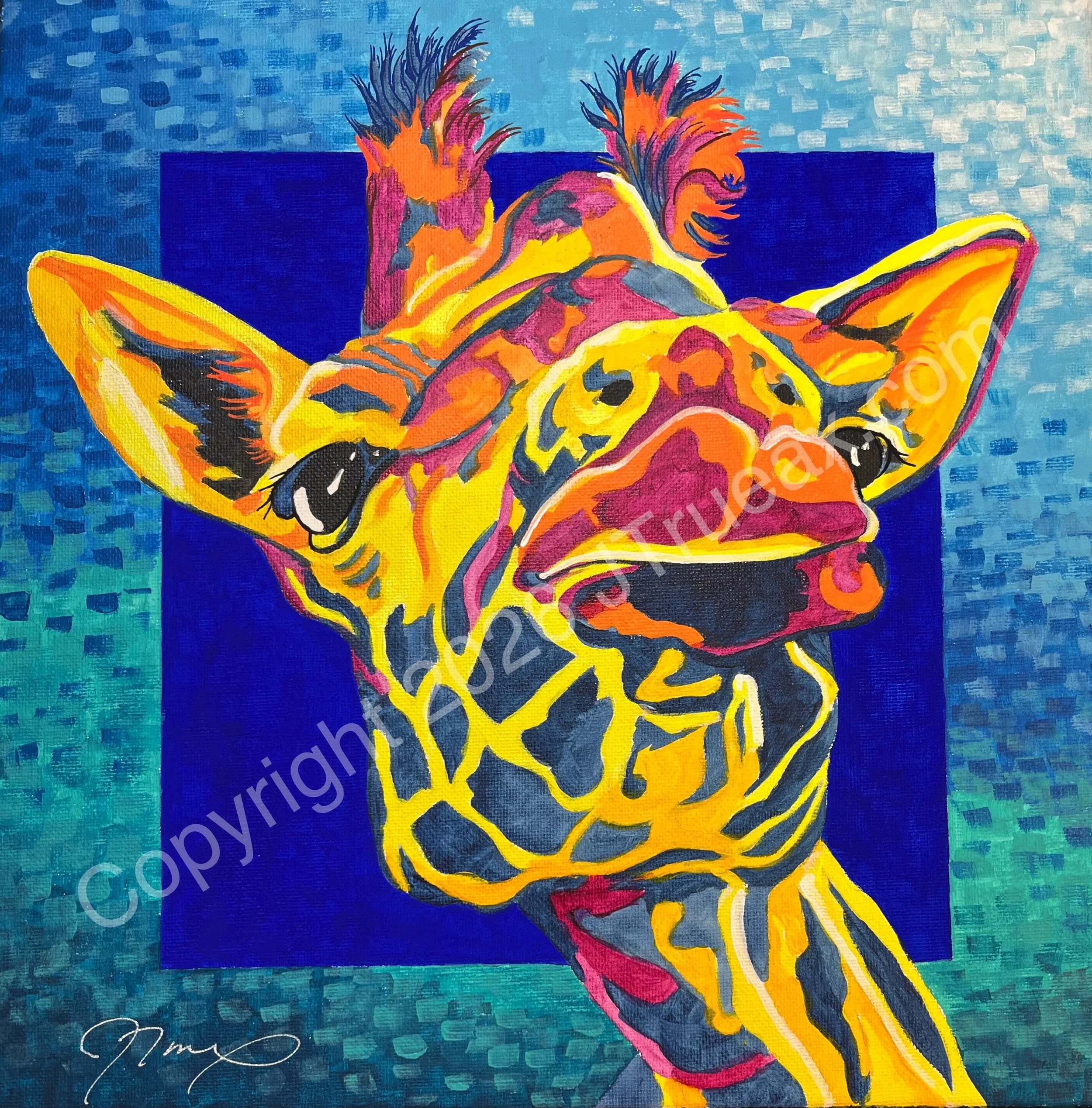   Haughty   13 × 13” I Acrylic on Canvas I Framed  $275.00 + Shipping &amp; Handling 
