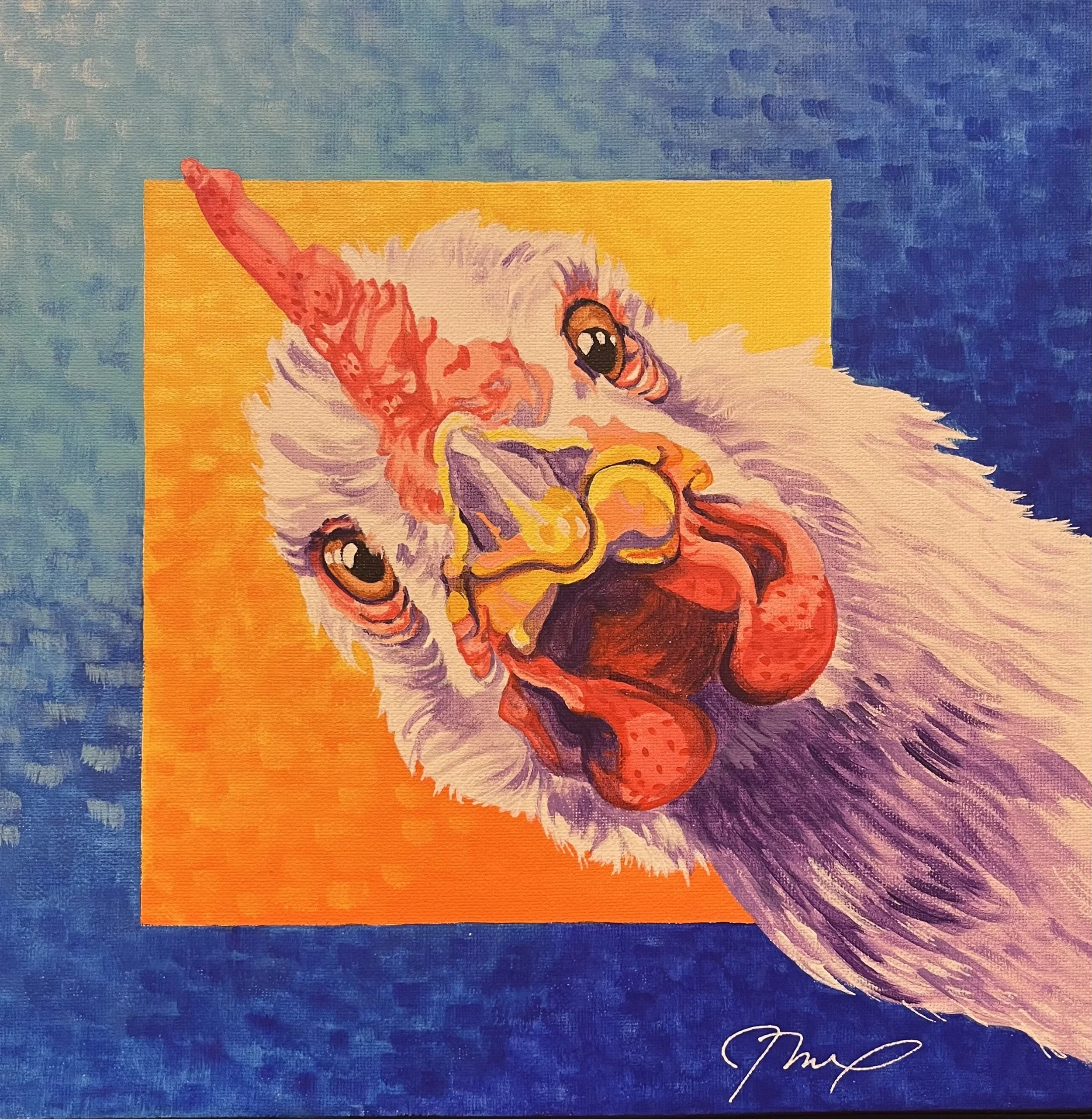   Get Off My Lawn!   13 × 13” I Acrylic on Canvas I Framed  $295.00 + Shipping &amp; Handling 