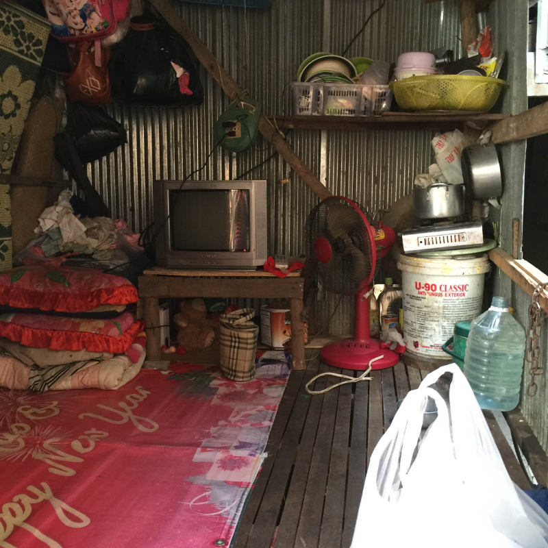 Inside a newly build home for a grandmother and her grandson