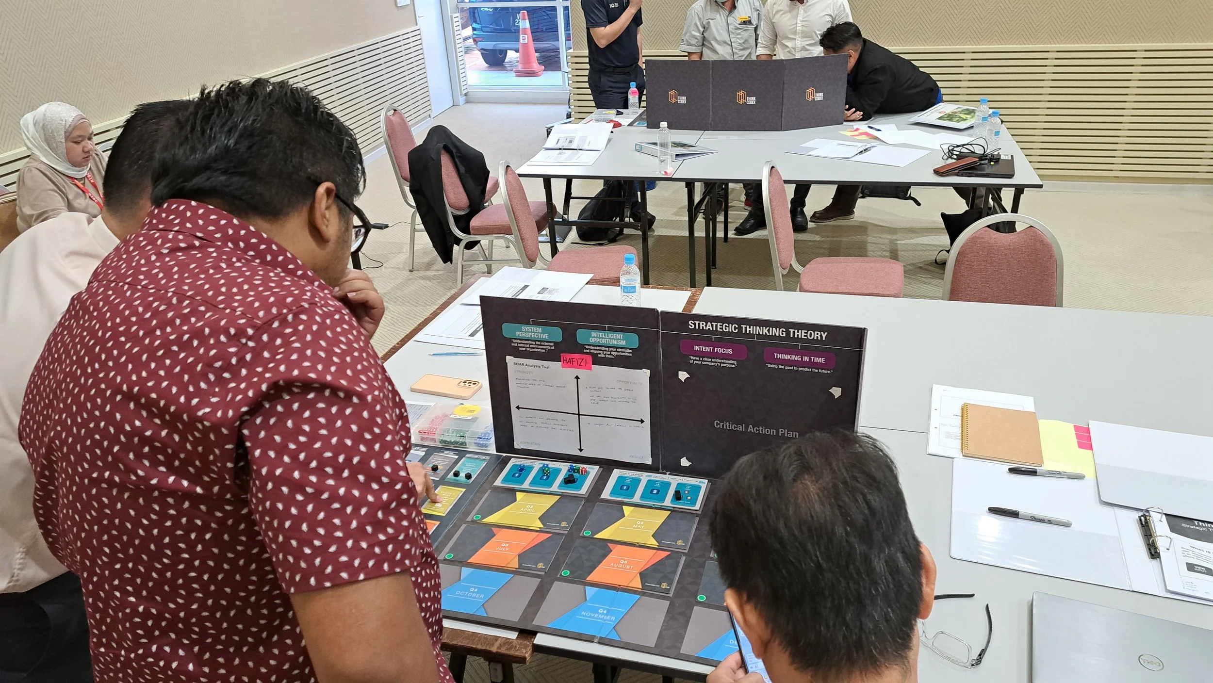   Sime Darby’s employees are immersed in a Think Codex’s leadership development simulation, collaborating and problem-solving.  