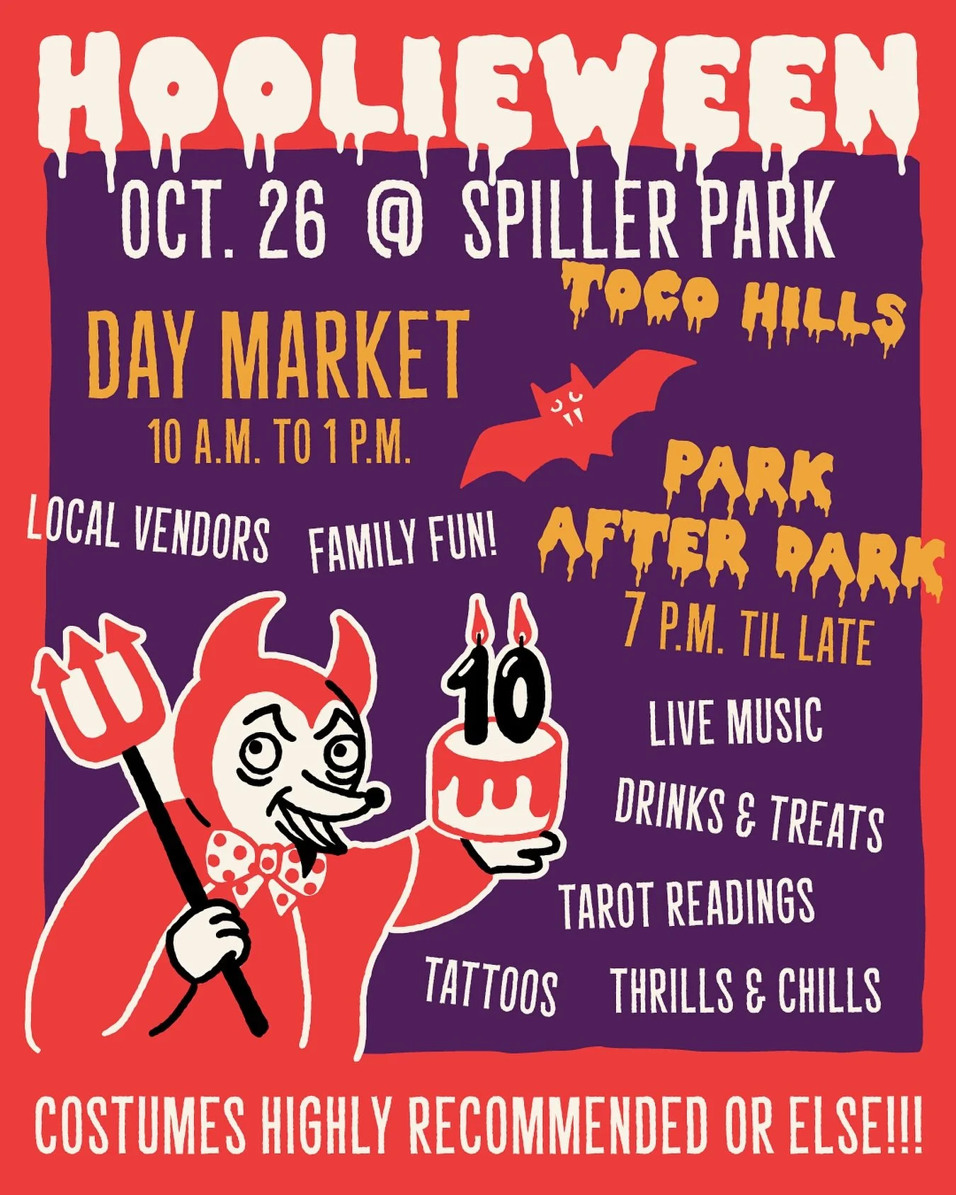 HOOLIEWEEN is back and this year&rsquo;s one for the books.

Sunday, October 26th, we&rsquo;re celebrating ten years of Spiller Park the only way we know how: good coffee, good people, and a full day of chaos in the best way.

Start your day with the
