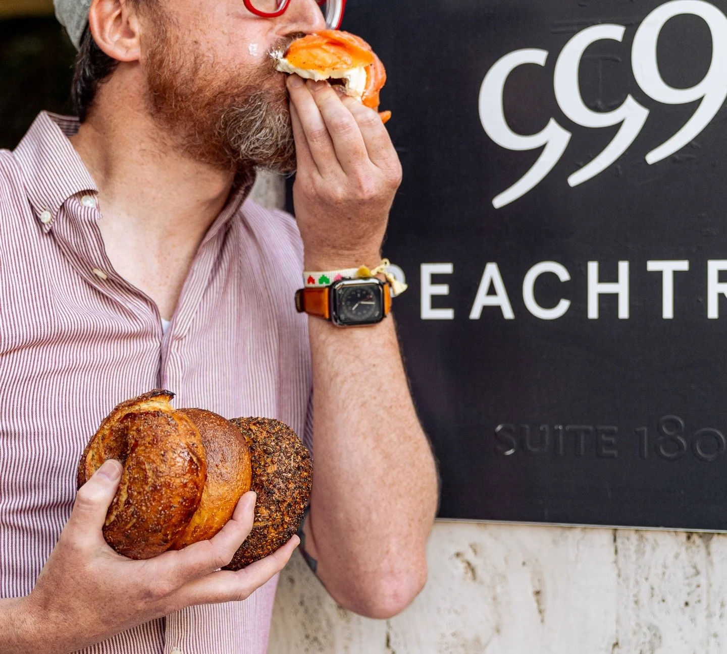 Tuesday survival kit: coffee, a freshly baked bagel, and a decent attitude. We can guarantee two of those. Available at 999 Peachtree, but heads up&hellip;bagels go quick!