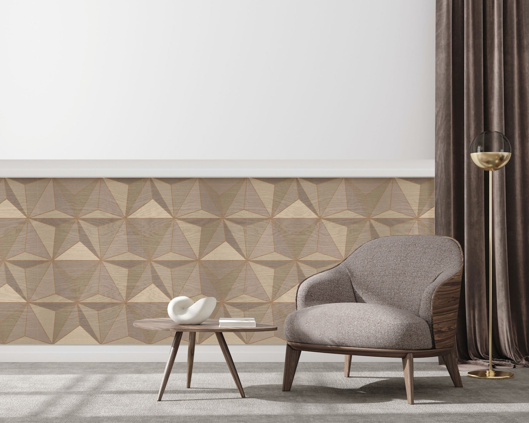 Pyramid 3D Wall Panels (EDGE Series) in 'Natural' on Oak