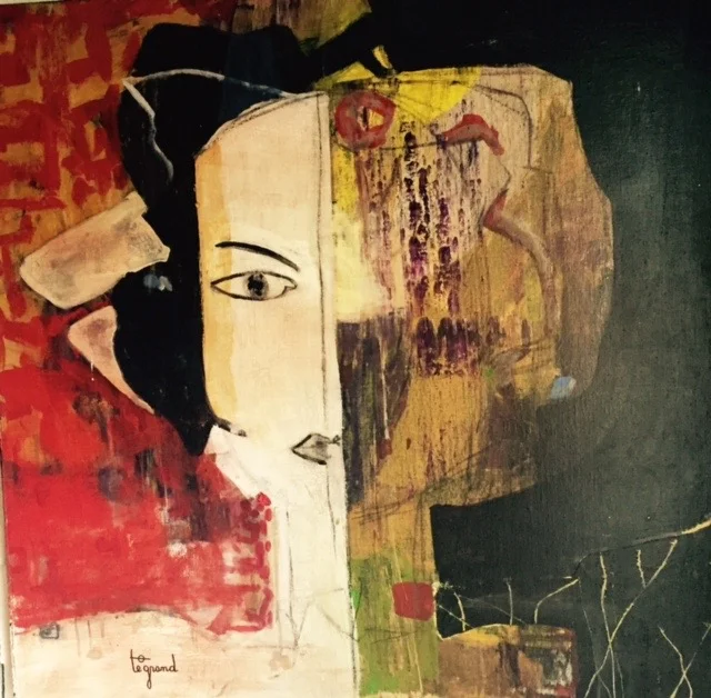 "MIDI MINUIT" 80 X 80 cm acrylique et collages (diptyque)