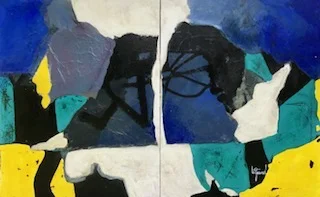 " MER EGEE " 81 X 100 cm diptyque acrylique