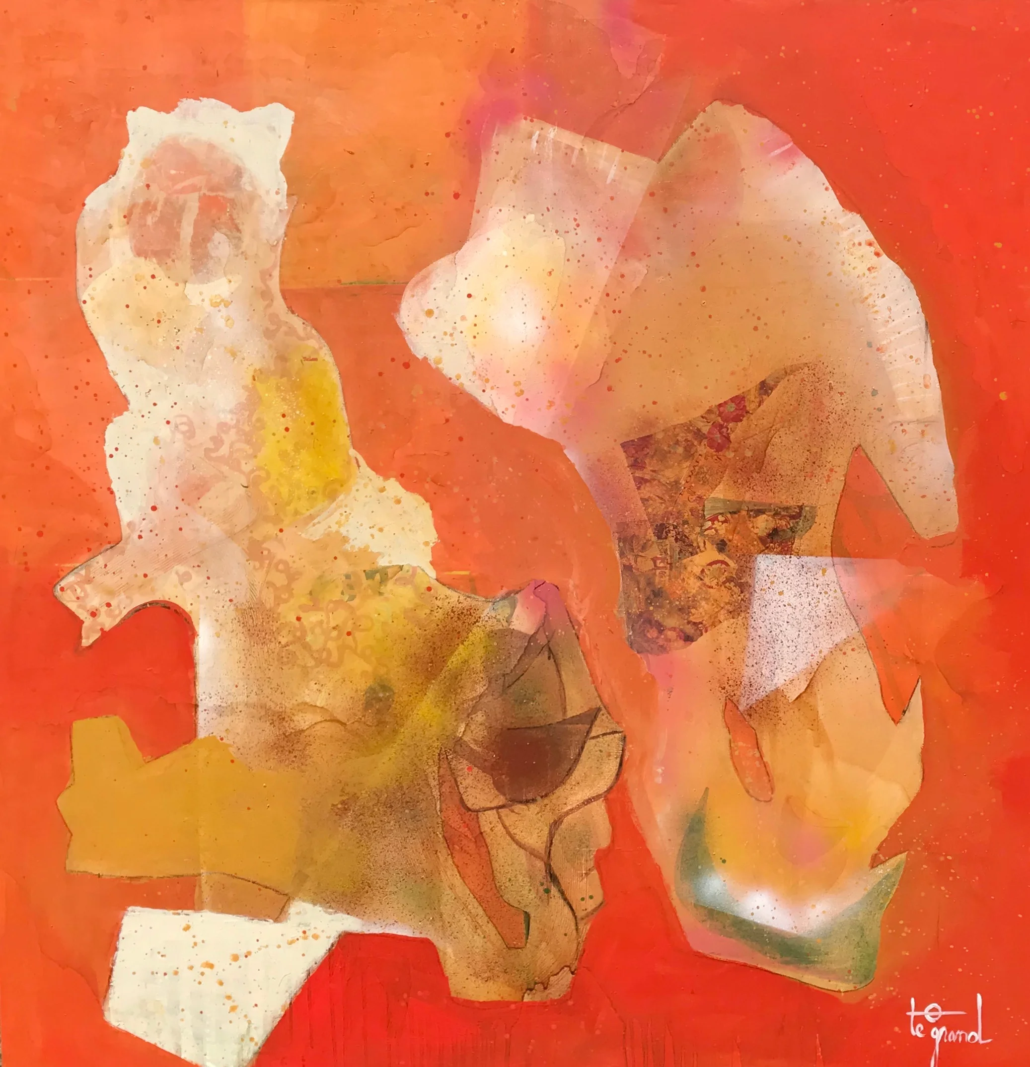“COURIR APRES” 1 50 X 150 cm acrylique + collages