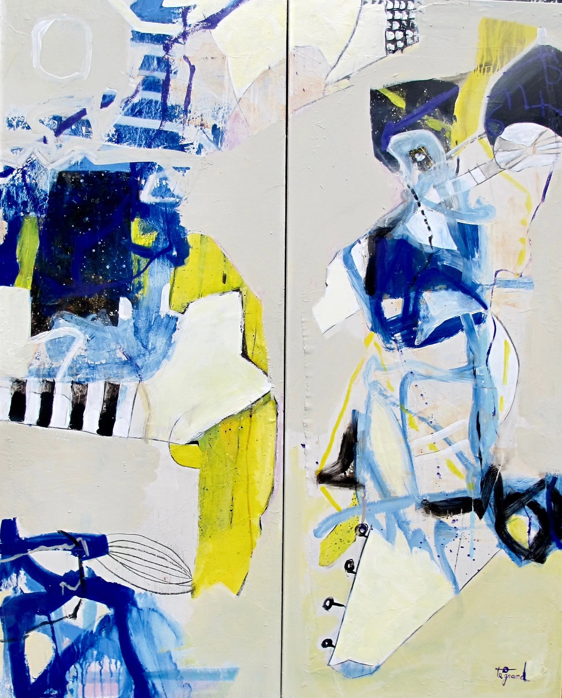 “ BE B0P “ diptyque 60 X 150 cm X2 acrylique et fusain