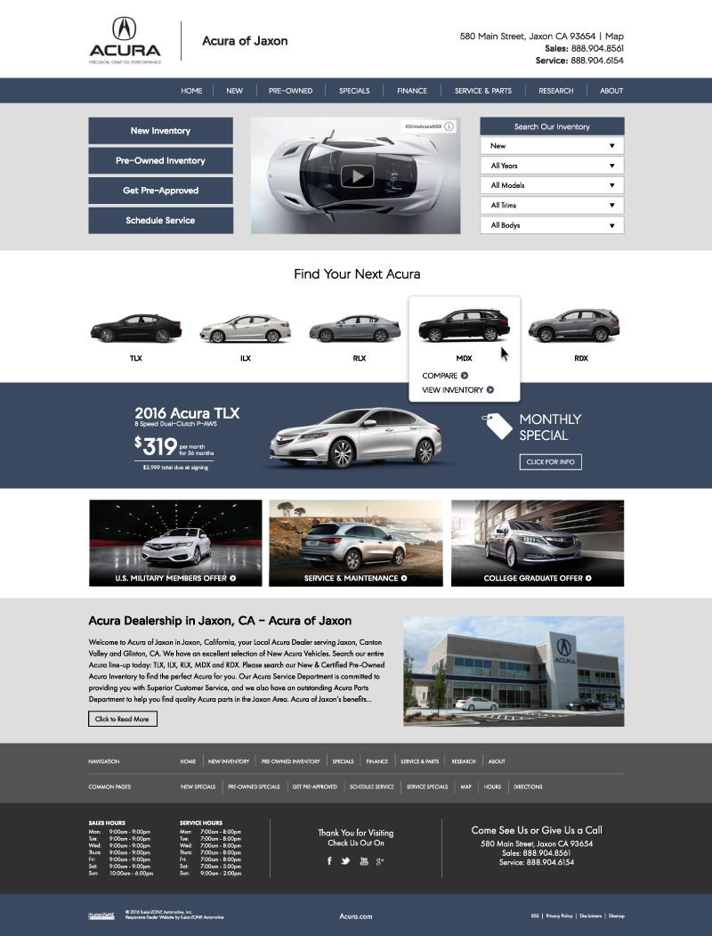 Acura Website Layout Design