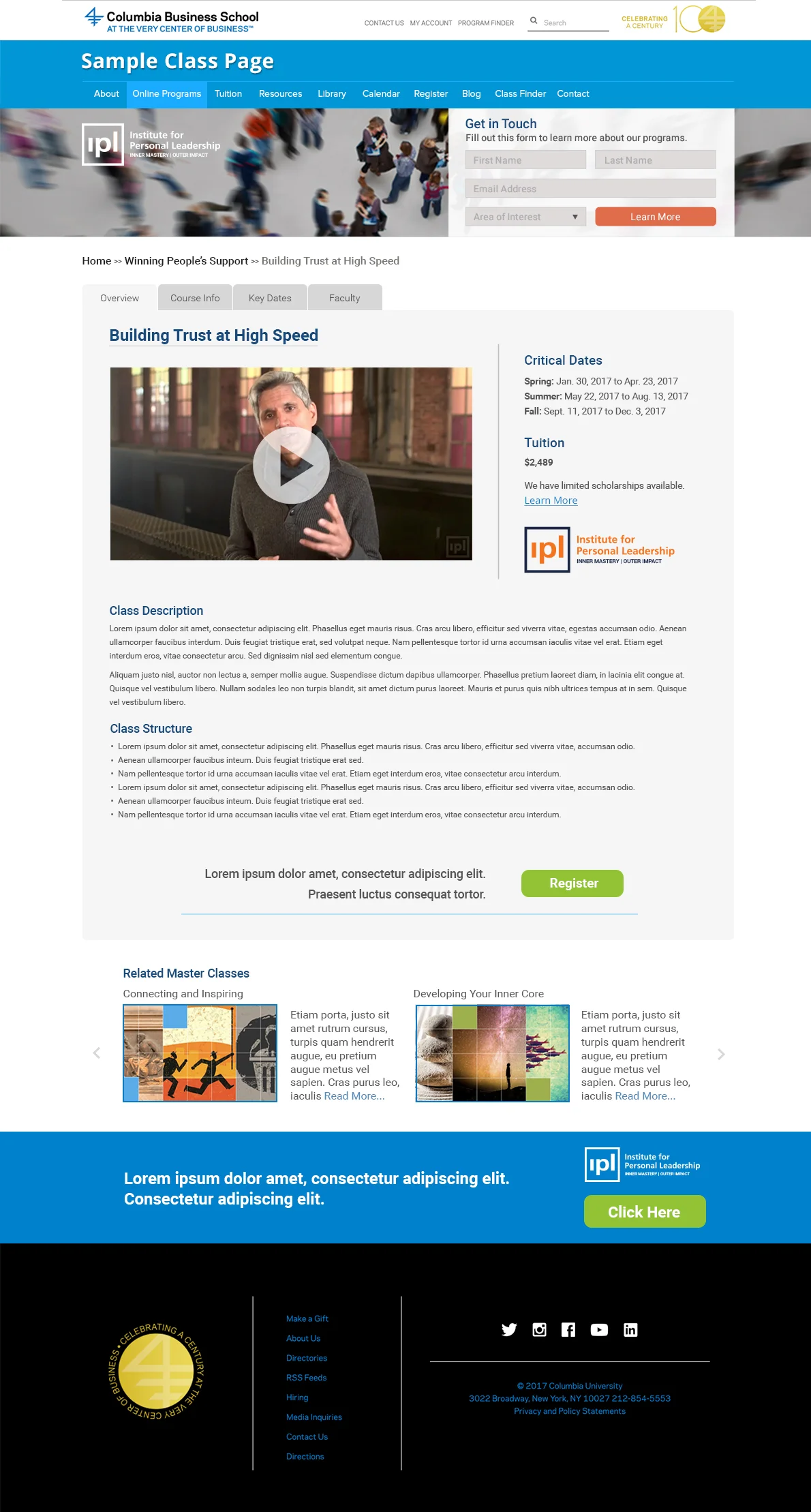 Columbia Buisness School of Excutive Education: Web Design