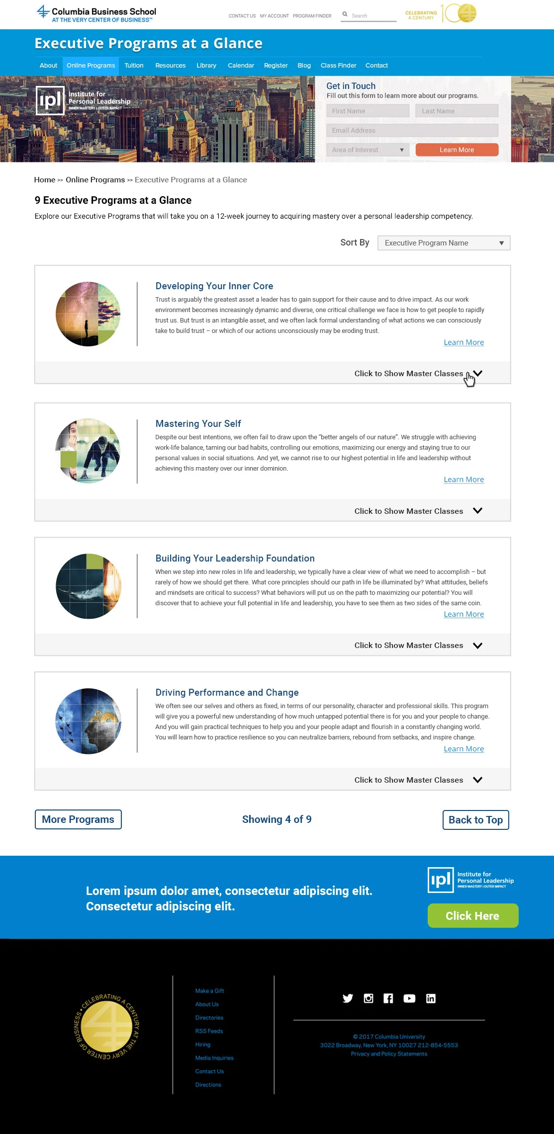 Columbia Business School of Executive Education: Web Design