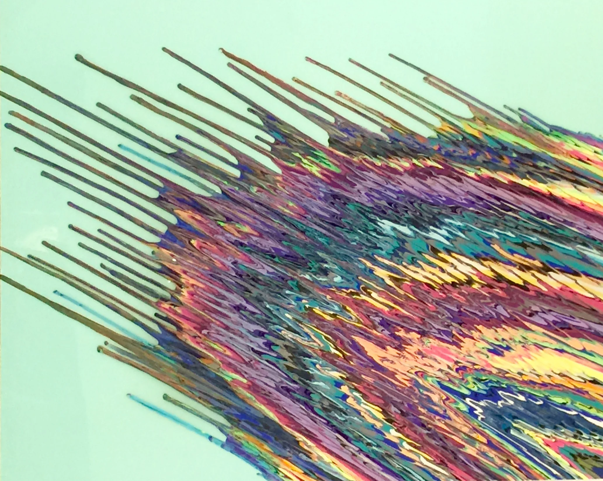 Kinetic e- XXXI 48" x 60" x 2.5"  2015  Acrylic and epoxy resin on canvas.