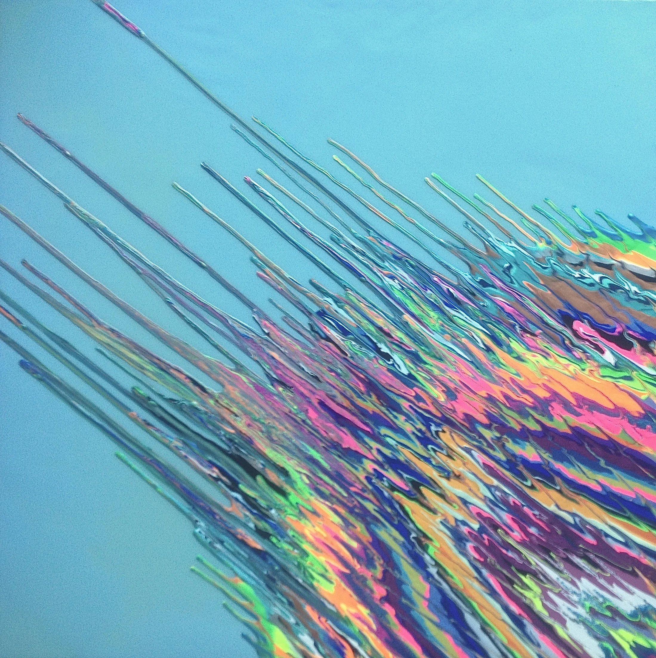 Kinetic e- XVIII 2014 48" x 48" x 2.5"  Acrylic and epoxy resin on canvas. SOLD