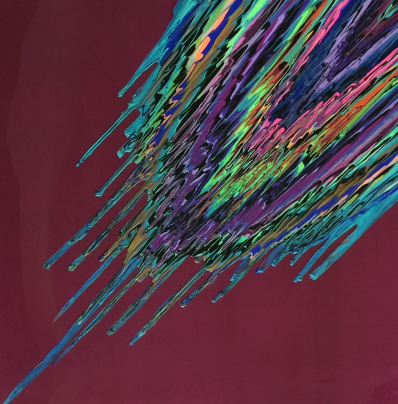 Kinetic e- XXXV 36" x 36" x 2.5"  2015  Acrylic and epoxy resin on canvas.