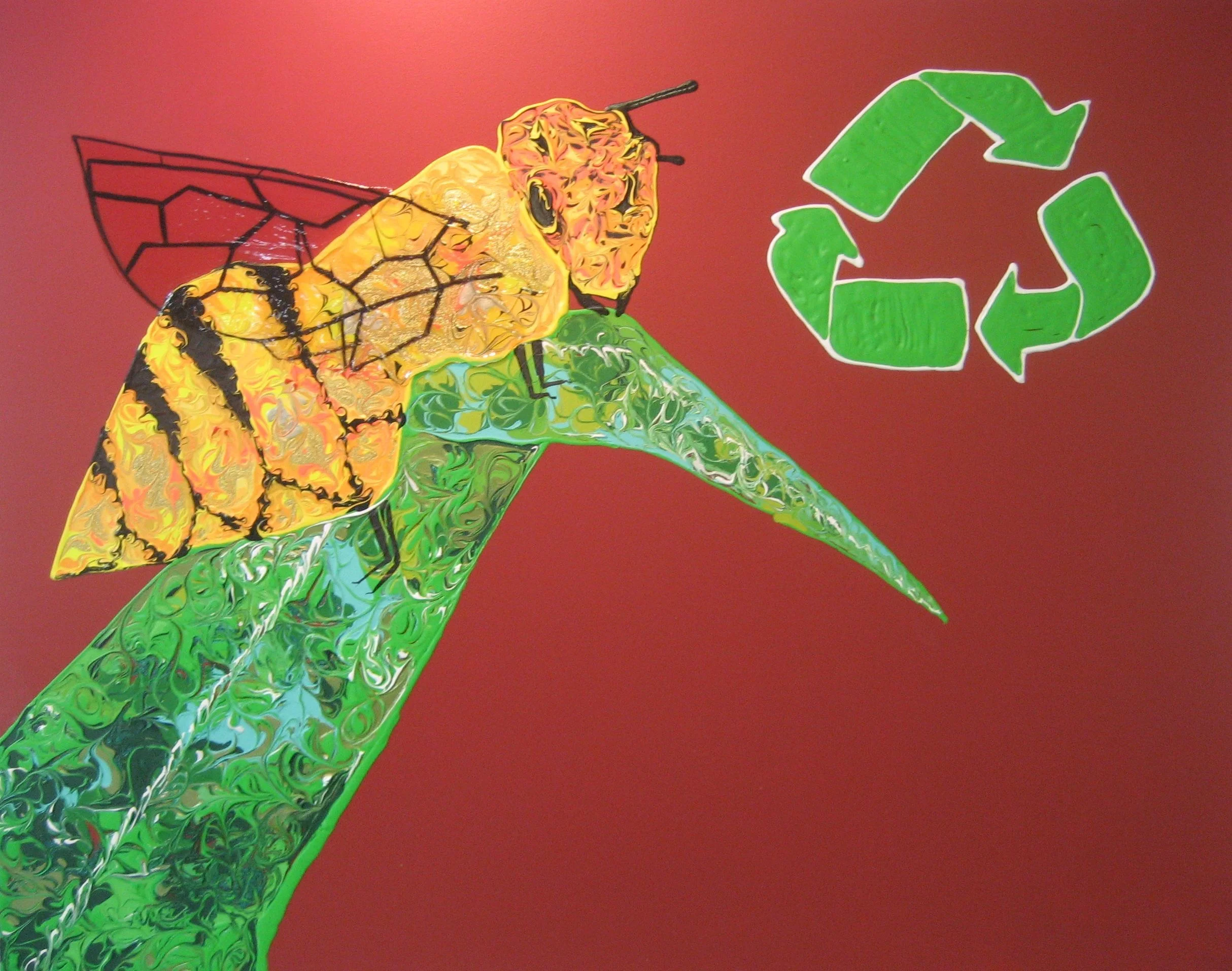 Bee Green 2008 48" x 60"  Acrylic and epoxy resin on canvas