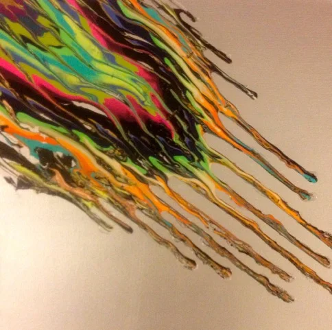 Kinetic e- XXI 2014 18" x 18" x 2.5" Acrylic and epoxy resin on canvas. SOLD