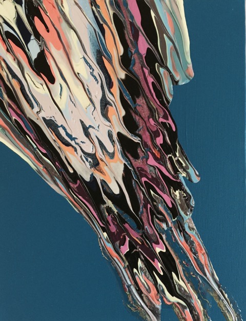 Kinetic e- XXVI 2015 14" x 11" x 2.5" Acrylic and epoxy resin on canvas. SOLD