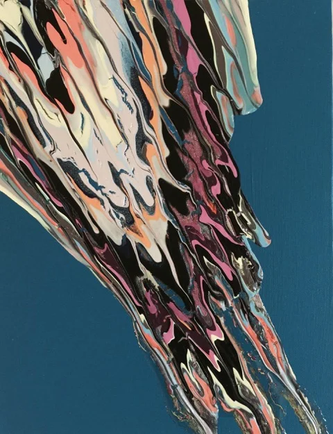 Kinetic e- XXVI 2015 14" x 11" x 2.5" Acrylic and epoxy resin on canvas.